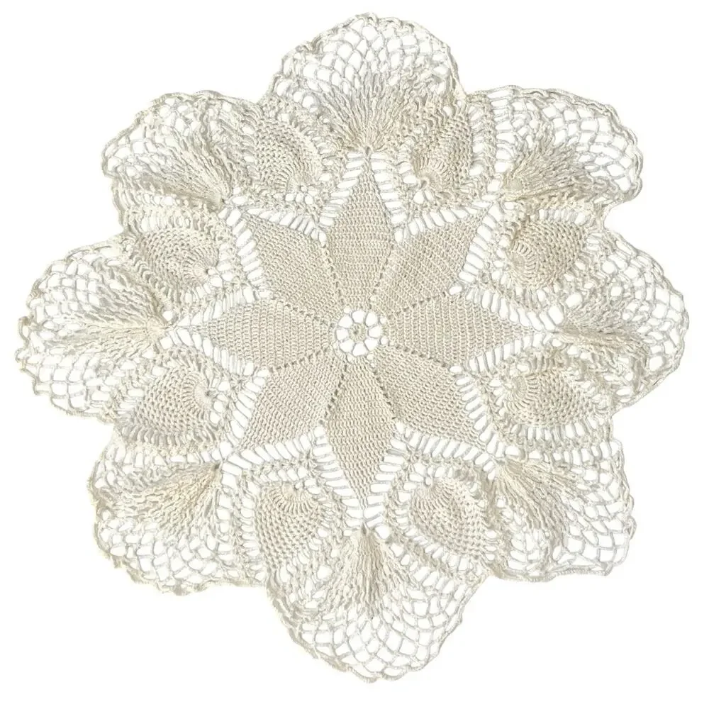 Vtg Hand Crochet Pineapple Doily 21
